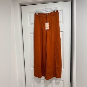 Rust Wide-Leg Trousers